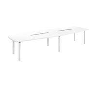 Table modulable Belem 14 personnes L 380 x P 140 cm stratifié blanc antibactérien piètement blanc - - Bruneau