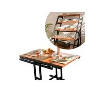 Table modulable (L120 x l78 x H77,5 cm) convertible en Etagère - style industriel - Brun Orangé