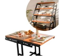 BLUMIE Table modulable (L120 x l78 x H77,5 cm) convertible en Etagère - style industriel - Brun Orangé Brun