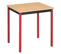 Table modulable Multi-usages éco Color L 70 x P 60 cm hêtre piètement rouge