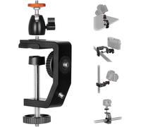 Table Mount Camera Bracket with 1/4" Screw for Ring Light Cameras L-Shaped Desk Mount Clip Holder for Live Streaming Photography (TR-C)