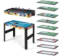 CostwayTable Multi Jeux 12 EN 1 Baby Foot Air Hockey Ping Pong Echecs Bowling Poker pour Bar Bureau Salon Multicolore