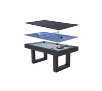 Table multi-jeux 3 en 1 billard et ping-pong en bois noir DENVER