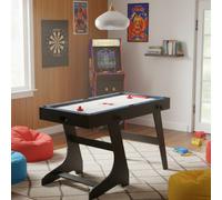Table Multi-Jeux 4 en 1, Billard, Baby-Foot, Hockey et Tennis de Table, Meuble de Jeux Pliable avec Rangement Vertical, Idéale pour Enfants et Famille