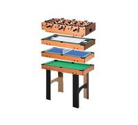 Table multi jeux 4 en 1 babyfoot billard air hockey ping-pong avec accessoires MDF aspect bois