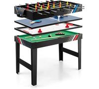 Costway4 en 1 Baby-Foot avec 18 Joueurs & Billard & Hockey & Tennis de Table Table de Jeu Empilable avec Marqueur Manuel Jouets 125x97x83cm