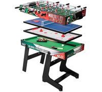 Table multi-jeux 4 en 1 HLC - perche télescopique - billard, foot, ping-pong, hockey glisse - interaction parent-enfant