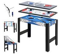 Table multi jeux 5 en 1 - billard, ping-pong, air hockey, basketball, cible fléchettes - bleu