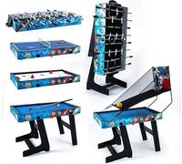 Table multi-jeux 5 en 1 HLC - Pliable - Football, ping-pong, billard, air hockey, basket - Divertissement à domicile, salle de jeux