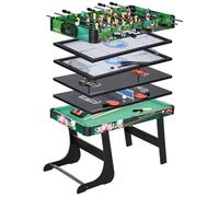 Table multi-jeux 6-en-1 - HOMCOM - baby-foot, billard, ping-pong, hockey, jeu d'anneaux - mdf, inox - 118x104x71cm - multicolore