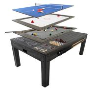 Table Multi Jeux 7 en 1 Gris Billard Anglais Ping Pong Air Hockey Échecs