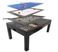 Table Multi Jeux 7 en 1 Gris Billard Anglais Ping Pong Air Hockey Échecs