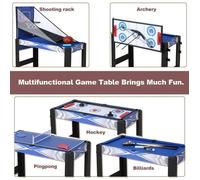 table multi jeux enfant - 5 en 1 table multi jeux - table de ping pang - snooker - tir à l'arc - hockey - basket - 92x46x73cm