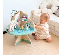 mamabrum Table d'apprentissage en Bois, Arbre Multifonctionnel avec Boucle de Moteur, Trieur Formes, Abaque, Horloge - Jouet Éducatif 12m+ pour Développement Sensoriel