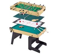 Table multi jeux pliable 4 en 1 adulte Babyfoot Billard Ping Pong Hockey Marron