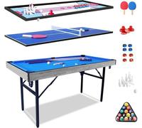 Table Multi Jeux Pliable HLC ,5 en 1 Table De Jeu ，Tables De Ping-Pong, Jeu De Palets, Billard, Bowling,Table De Hockey
