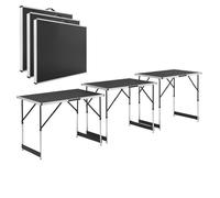 Table multifonction 3 pièces noire réglable en hauteur - Tables pliables stables pour bureau, salon et extérieur