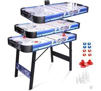 Table Multijeux 3 en 1, fonction score électronique,Air Hockey Table, Bowling, Shuffleboard, avec Ventilateur 12 V,130x61x78cm