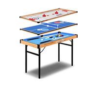 SereneLife Table Multijeux 4 en 1- Billard, Ping Pong, Air Hockey et Shuffleboard- Table Multijeux Pliable Portable-pour Intérieur Extérieur- Tous Âges, Blue