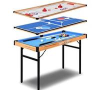 Table Multijeux 4 en 1 - SereneLife - Billard, Ping Pong, Air Hockey et Shuffleboard - Pliable Bleu