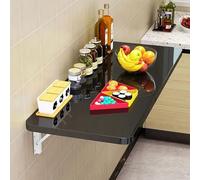 Table murale à rabat, bureau pliable peu encombrant, console murale compacte avec 2 supports, table de chevet de rangement noire (120 x 30 cm)