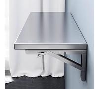 Table murale compacte pliante en acier inoxydable pour cuisine, salle à manger, bureau, garage, jardin, polyvalente, 120 x 30 cm