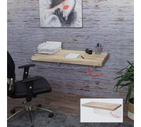 Table murale HWC-H48, Table murale pliante Étagère murale, pliable Bois massif ~ 100x50cm naturel