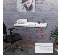 Table Murale Hwc-H48, Table Pliante Murale En Bois Massif 100x50cm Shabby Blanc Multicolore
