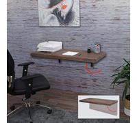 Table Murale Hwc-H48, Table Pliante Murale En Bois Massif 100x50cm Brun Miteux Multicolore