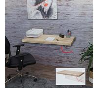 Mendler Table Murale HWC-H48 en Bois Massif 100x50cm Couleur Naturelle