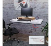 Table murale MENDLER HWC-H48, table pliante murale en bois massif 120x60cm shabby blanc Blanc G