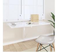 Table murale pliable - Blanc - 100x60x56cm - Bois d'ingénierie - Brillant - 2 personnes