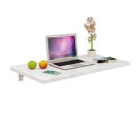 Table murale pliable blanche pour petits espaces, établi pliable avec côté suspendu pour cuisine, garage, balcon, jardin, longueur réglable 40 à 120 cm, multifonction
