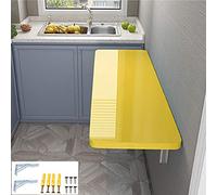 Table murale pliable - Bureau de cuisine compact pour ordinateur - Table d'écriture pour piano et art - Facile à nettoyer - 4 couleurs - 80 x 60 cm - Jaune