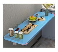 Table murale pliable - Bureau d'ordinateur de cuisine compact et surface d'écriture - Facile à nettoyer, finition lisse, 4 options de couleur (80 x 60 cm, bleu)