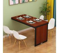Table murale pliable en bois - Étagère de cuisine télescopique invisible - Table à manger compacte pour la maison - Bureau compact pour salon, balcon - Teck + finition noire