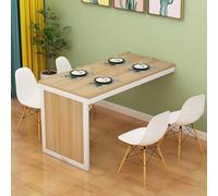 Table murale pliable en bois - Étagère télescopique invisible - Table de salle à manger compacte pour la maison - Noyer clair et blanc - Parfaite pour balcon, salon et petits espaces