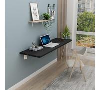 Table murale pliable en bois pour économiser de l'espace - Table de salle à manger pour cuisine et buanderie - Supports robustes - Noir - 80 x 40 cm