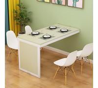 Table murale pliable en bois télescopique invisible pour cuisine, salle à manger et salon, idéale pour les petits espaces (érable blanc et finition blanche)