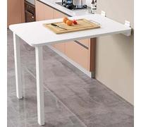 Table murale pliable et peu encombrante - Design multifonction pour cuisine, salle à manger et salon - Blanc H 80 x 80 cm / 31.5x31.5in - Parfait pour les petits