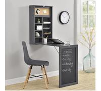 Table Murale Pliable MDF 156 x 50 x 91,5 cm Gris Foncé [en.casa]