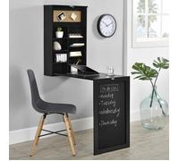 Table Murale Pliable MDF 156 x 50 x 91,5 cm Noir [en.casa]