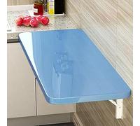 Table murale pliable pour bureau à domicile, poste de travail, table d'ordinateur, tables de salle à manger, bureau mural pliable 50 x 30 cm, bleu