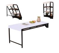 Table murale pliable pour petits espaces, design transformable multifonctionnel convertit en étagère, étagère à fleurs, étagère à livres