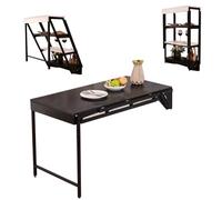 Table murale pliable pour petits espaces, design transformable multifonctionnel convertit en étagère, étagère à fleurs, étagère à livres