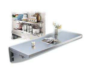 Table murale pliante - Bureau d'économie d'acier inoxydable 304 80 x 30 cm / 32x12in - Étagère pliable polyvalente pour les petites zones, le linge, les études, la maison et le bureau