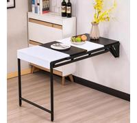 Table Murale Pliante Convertible, Table À Manger Gain Place Cuisine Maison | Charge 200kg, Vérin Hydraulique, Pieds Réglables, Étagère Rangement, Languette Anti-pincement(125-6)
