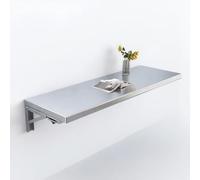 Table murale pliante en acier inoxydable pour petits espaces - Bureau compact - Table d'écriture flottante pour cuisine, salle à manger - Bureau d'ordinateur compact (80 x 25 cm)