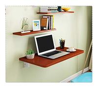Table murale pliante en bois pour ordinateur portable - Pour bureau - Gain de place - Avec grand espace de rangement - Couleur noyer - 228,6 x 76,2 cm