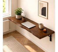 Table Murale Pliante En Noyer à Bords Naturels (live Edge),bureau Suspendu Rabattable,bureau Mural Robuste (charge Max. 80 Lb) Pour Bureau à Domicile,buan Thickness: 3 cm / 1.18 in 160*45cm/63*17.7in